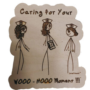 Hand-sculpted wooden nursing magnet